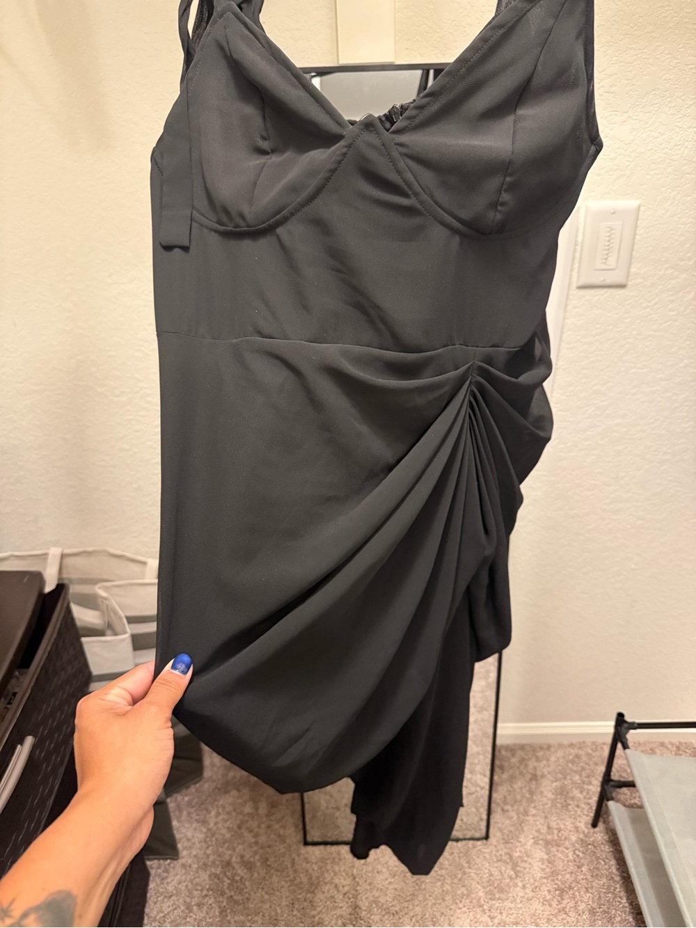 PrettyLittleThing Black Satin Lined Dress